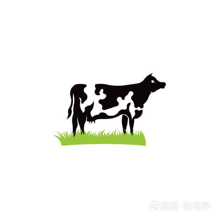 牛有角站在地上农徽奶牛标志设计