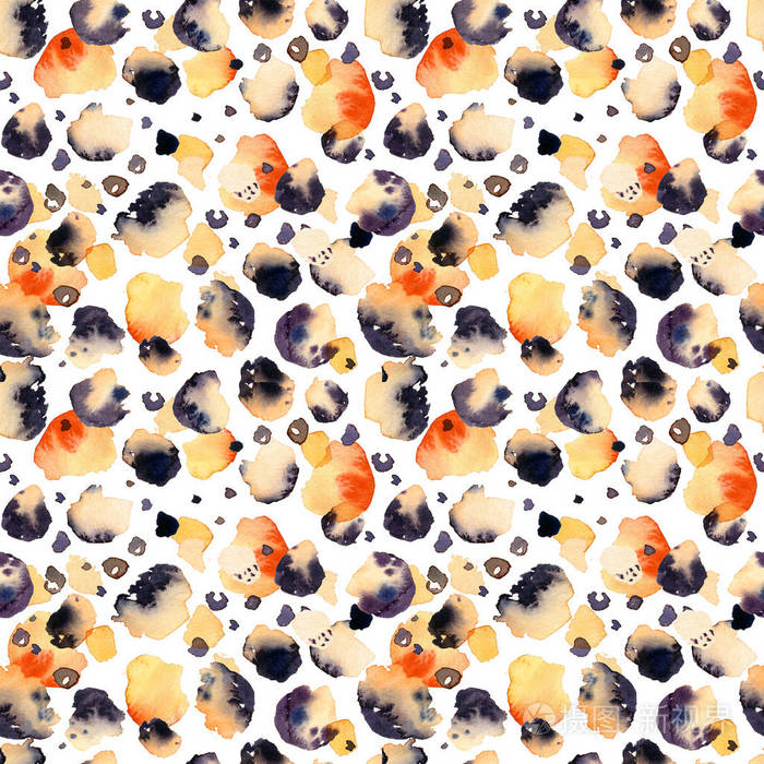 无缝的动物水彩画.美丽的斑点皮肤图案在白色的背景.