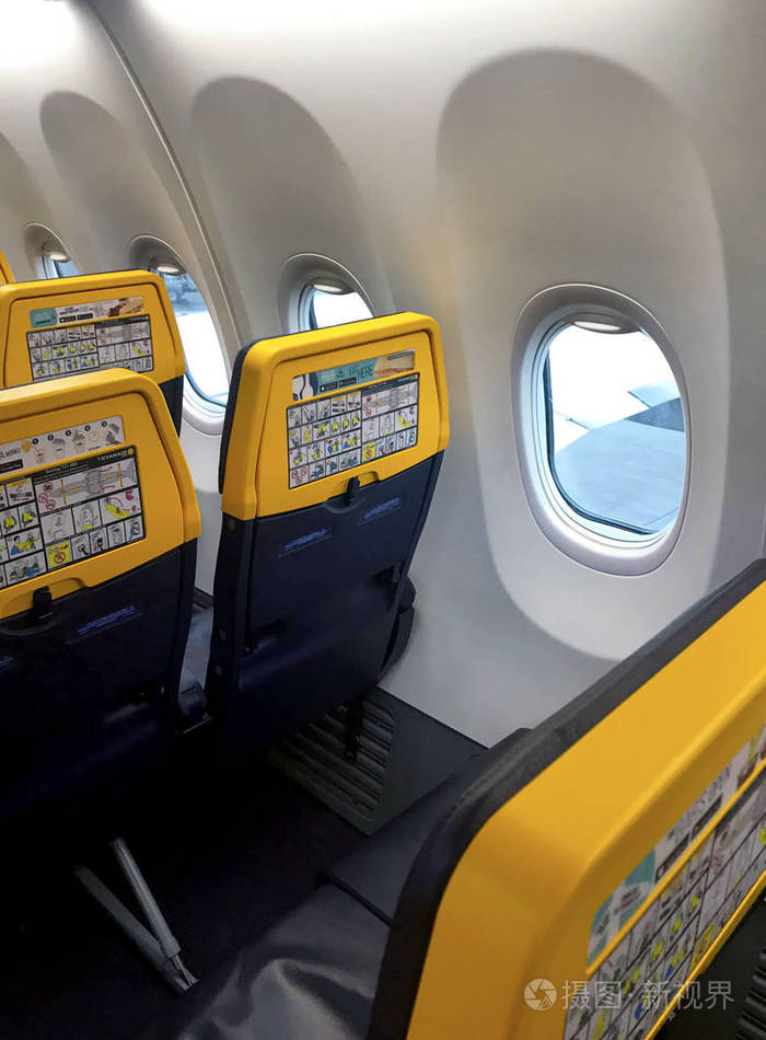 新飞机的机舱在飞行前从里面.开始旅程吧.