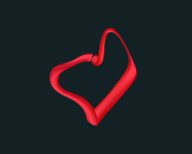 符号心脏的三维矢量管。 心脏线图标。 矢量孤立符号。 维克托格拉菲克。 三维爱情。 三维圆形标题符号。