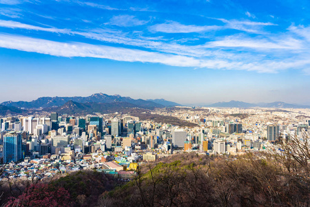 美丽的景观和城市景观与建筑，韩国首尔市