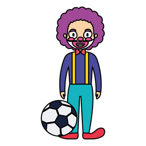 马戏团小丑搞笑与足球气球字符图片