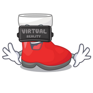 虚拟现实圣诞老人靴子在字架矢量插图