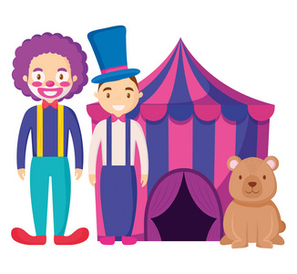 马戏团小丑和魔术师搞笑人物图片