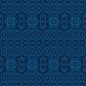 矢量格式无缝几何新样式。 一套无缝蓝色技术。 现代抽象纹理。