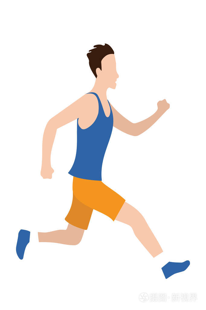 插画 平面设计风格中的矢量跑步人.运动.运行.积极的健身.eps