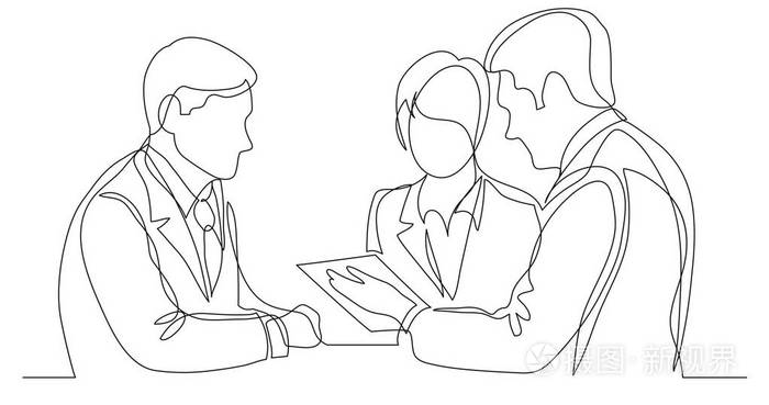 讨论工作合同的商务人士插画-正版商用图片16hmtp-摄图新视界