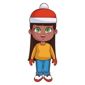 可爱的冬姑娘身体卡通插图平面设计照片