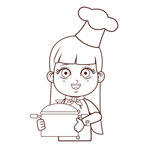 可爱的厨师女孩卡通插图平面设计