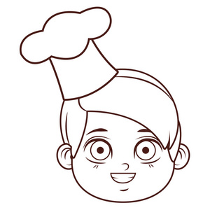 可爱的厨师男孩脸卡通插图图形设计