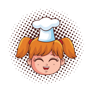 卡通女孩厨师可爱的厨师女孩脸卡通插图平面设计照片