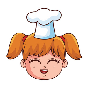 卡通女孩厨师可爱的厨师女孩脸卡通插图平面设计照片
