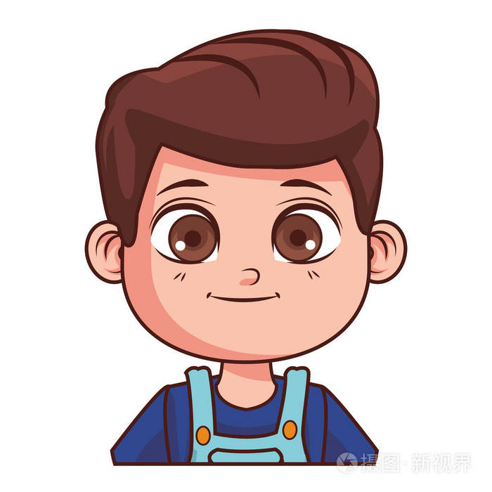 可爱男孩卡通矢量插图平面设计