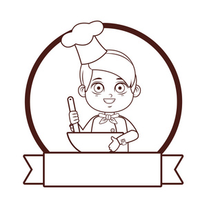 可爱的厨师男孩卡通插图图形设计