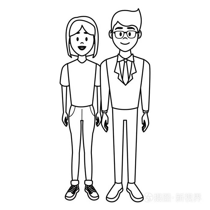 男女青年卡通矢量图平面设计