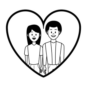 图平面设计年轻男女的肖像情侣性格与幸福矢量男女幸福家庭夫妻相爱