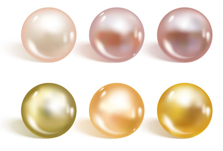 逼真的不同颜色珍珠套.