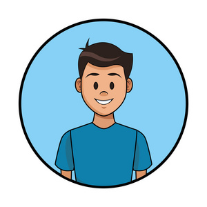 人物形象微笑卡通圆形图标矢量插图平面设计照片