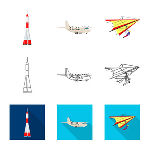 平面和传输图标的矢量设计。飞机和天空股票矢量图的采集
