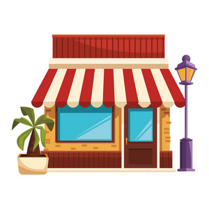 商店建筑卡通矢量图平面设计照片