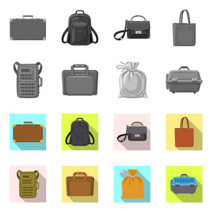 行李箱和行李图标的孤立对象。为网站设置的行李箱和旅行股票符号