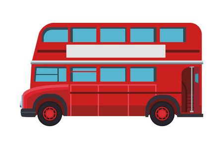 伦敦双层巴士白色背景矢量插图平面设计