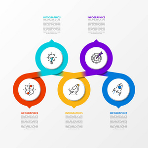 信息设计模板。 创意概念有5个步骤。 可用于工作流布局图横幅Web设计。 矢量插图