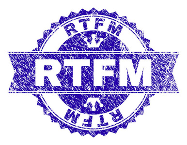 带丝带的划痕纹理 rtfm 邮票印章