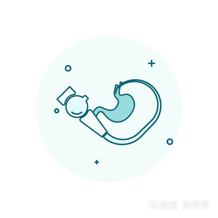 胃镜矢量图标与绿色轮廓