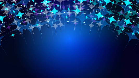 美丽的抽象螺旋蓝色发光的彩色纹理从星星, 几何形状和复制空间。背景。向量例证