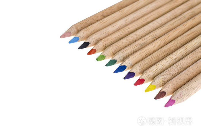用于绘图和创造力的彩色铅笔。 摄影工作室