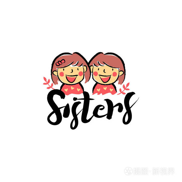 蜡笔画双胞胎姐妹的标志符号