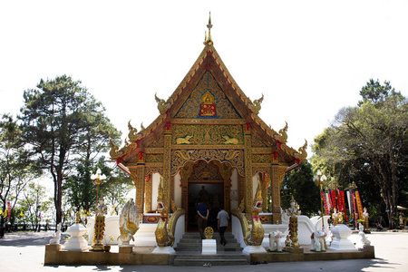 s relics at Wat Phra That Doi Tung on Febuary 22, 2018 in Chiang