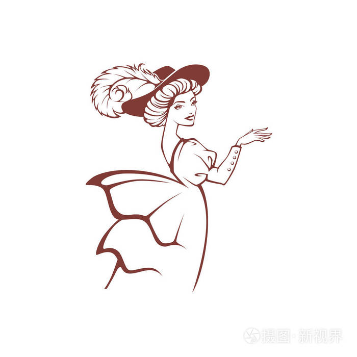 维多利亚时代历史服饰女性的矢量形象插画-正版商用图片16itc3-摄图新
