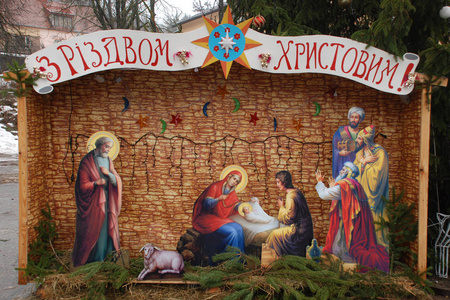 2018年克雷梅内茨特诺皮尔region.ukraine.december圣诞节耶稣诞生场景