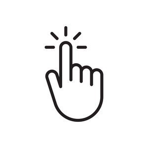 手动单击图标光标指针. 触摸图标. 矢量图. 在白色背景下分离照片