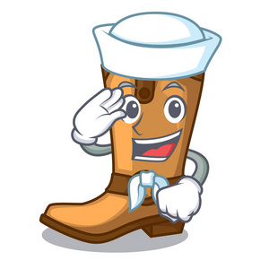 水手牛仔靴的形状卡通矢量插图