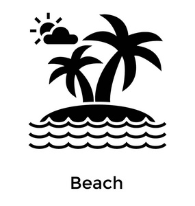 热带岛屿字形图标矢量