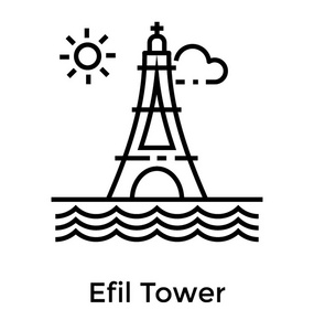 埃菲尔铁塔线矢量图标图片