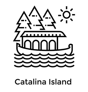 卡塔琳娜岛线图标矢量