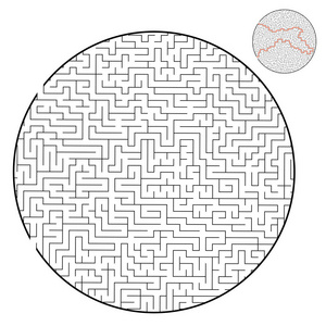 困难的圆形迷宫. 儿童和成年人的游戏. 儿童拼图. 迷宫难题.