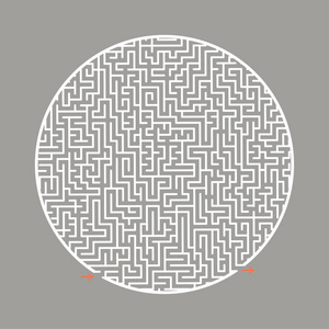 困难的圆形迷宫. 儿童和成年人的游戏. 儿童拼图. 迷宫难题.