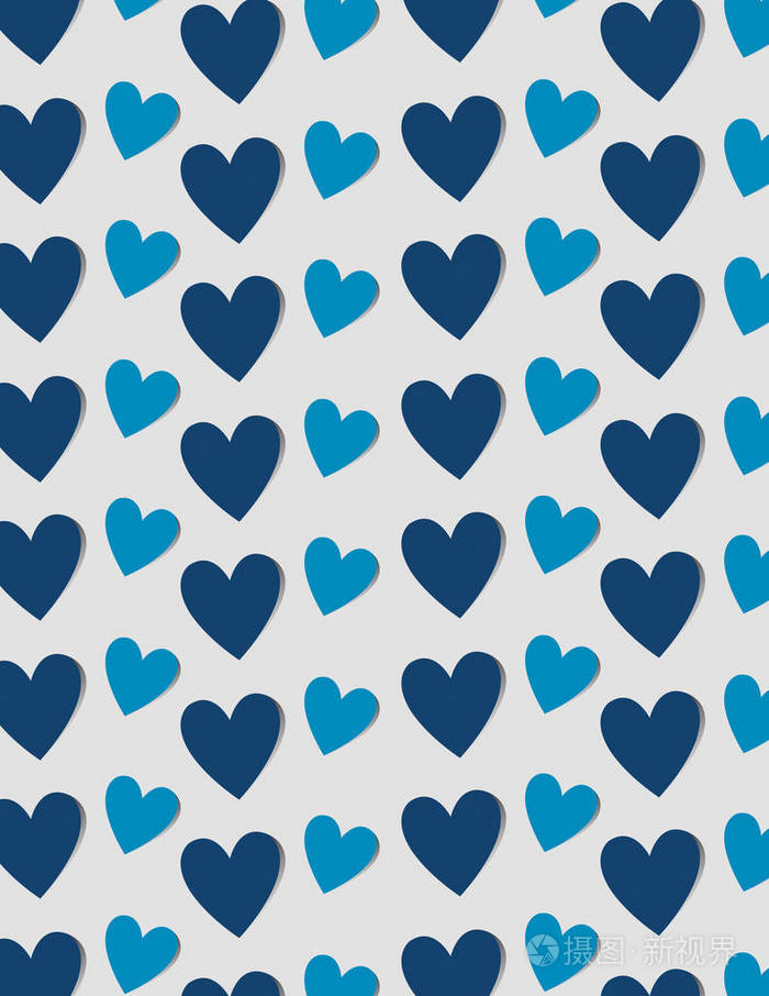 蓝心在蓝灰色背景上有阴影