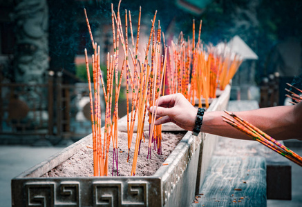 焚烧香香火金刚黄大仙庙神黄大仙庙的灯笼香港黄大仙庙燃烧在黄大仙