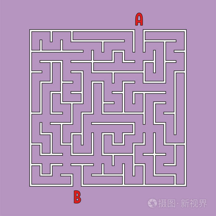 抽象的方形迷宫.孩子们的游戏.孩子们的困惑.一个入口,一个出口.