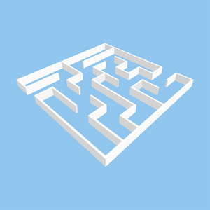 环绕抽象抽象白色方形迷宫.3d环绕风格.孩子们的游戏.孩子们的困惑.