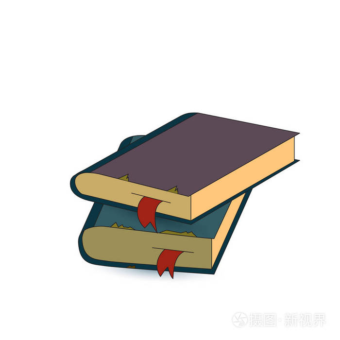 带有书签的旧书矢量插图