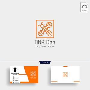 蜜蜂DNA科学创意标志模板矢量插图名片设计矢量