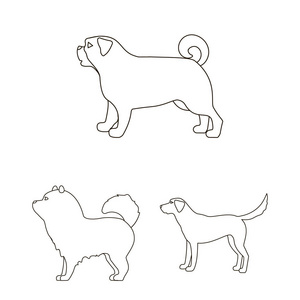 矢量设计的可爱和小狗标志。收集可爱和动物向量图标的股票