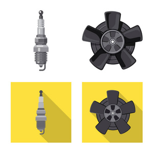 自动和部件图标的矢量插图。汽车和汽车股票矢量图的采集